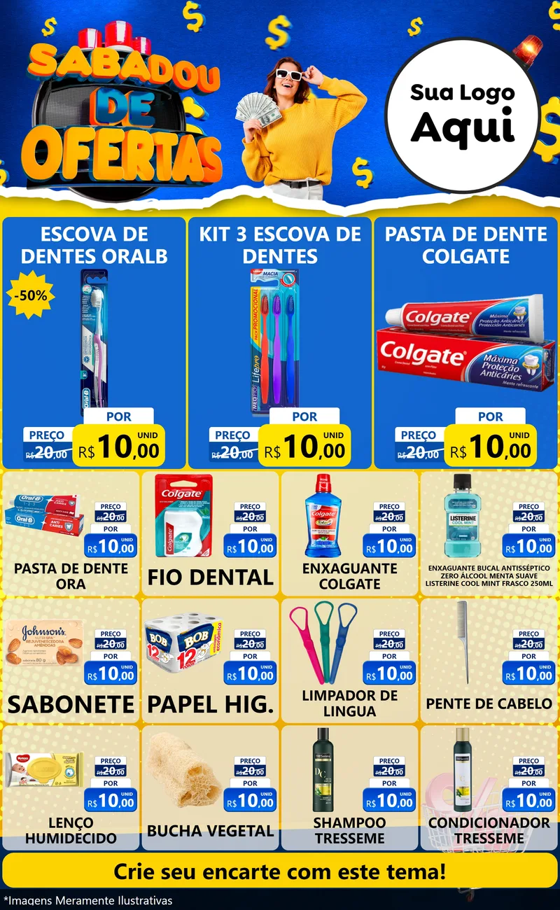 Modelo de Encarte para Encarte Grande com o tema Sabadou de Ofertas para Higiene Pessoal