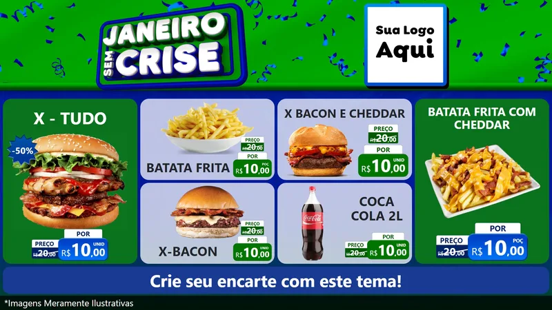 Modelo de TV para TV Horizontal com o tema Janeiro Sem Crise para Hamburgueria