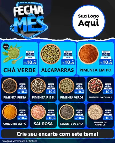Modelo de Rede Social para Feed Instagram com o tema Fecha Mês para Produtos Naturais