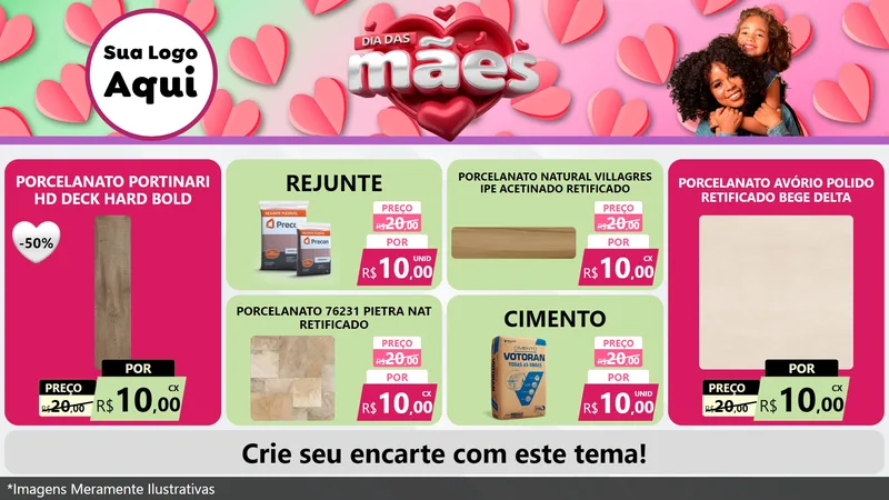 Modelo de TV para TV Horizontal com o tema Dia das Mães para Pisos e revestimentos