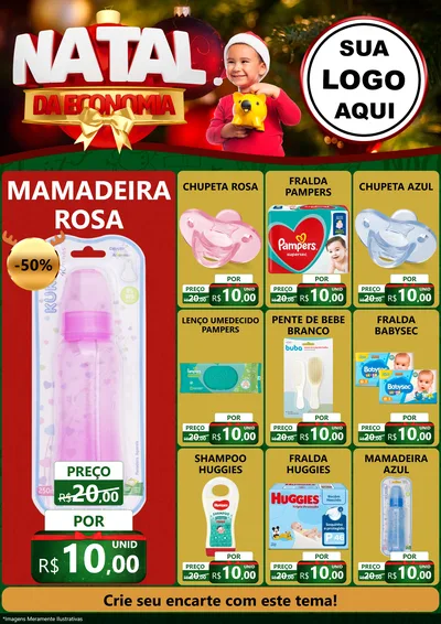 Modelo de Encarte para Encarte A4 Vertical com o tema Natal da Economia para Bebês