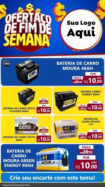 Modelo de TV para TV Vertical com o tema Ofertaço de Fim de Semana para Baterias Elétricas