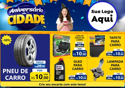 Modelo de Encarte para Encarte A4 Horizontal com o tema Aniversário da Cidade para Auto peças