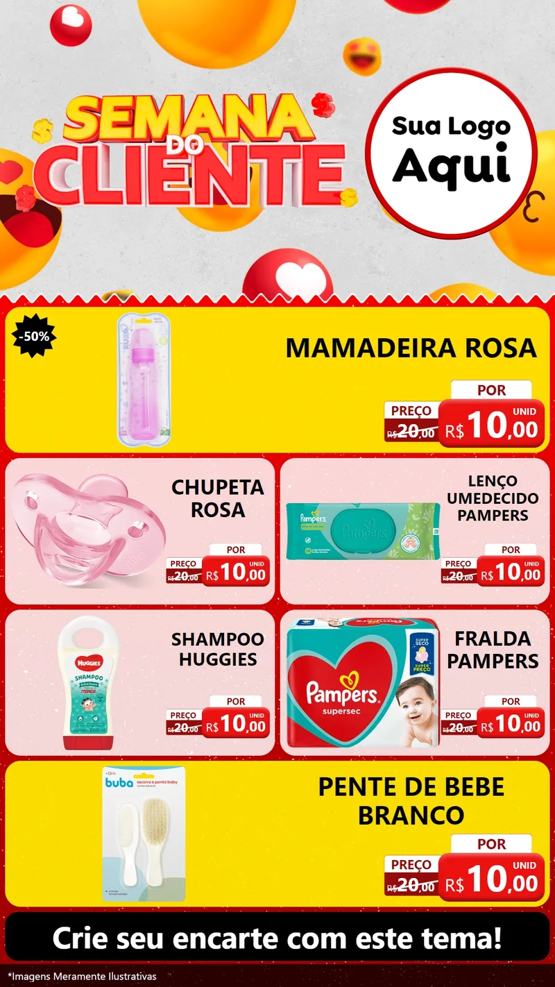 Modelo de TV para TV Vertical com o tema Semana do Cliente para Bebês