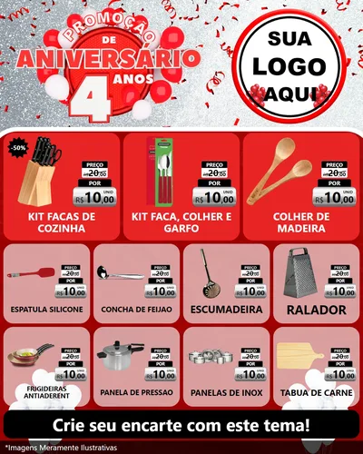 Modelo de Rede Social para Feed Instagram com o tema Promoção de Aniversário - 4 Anos para Utilidades Domésticas