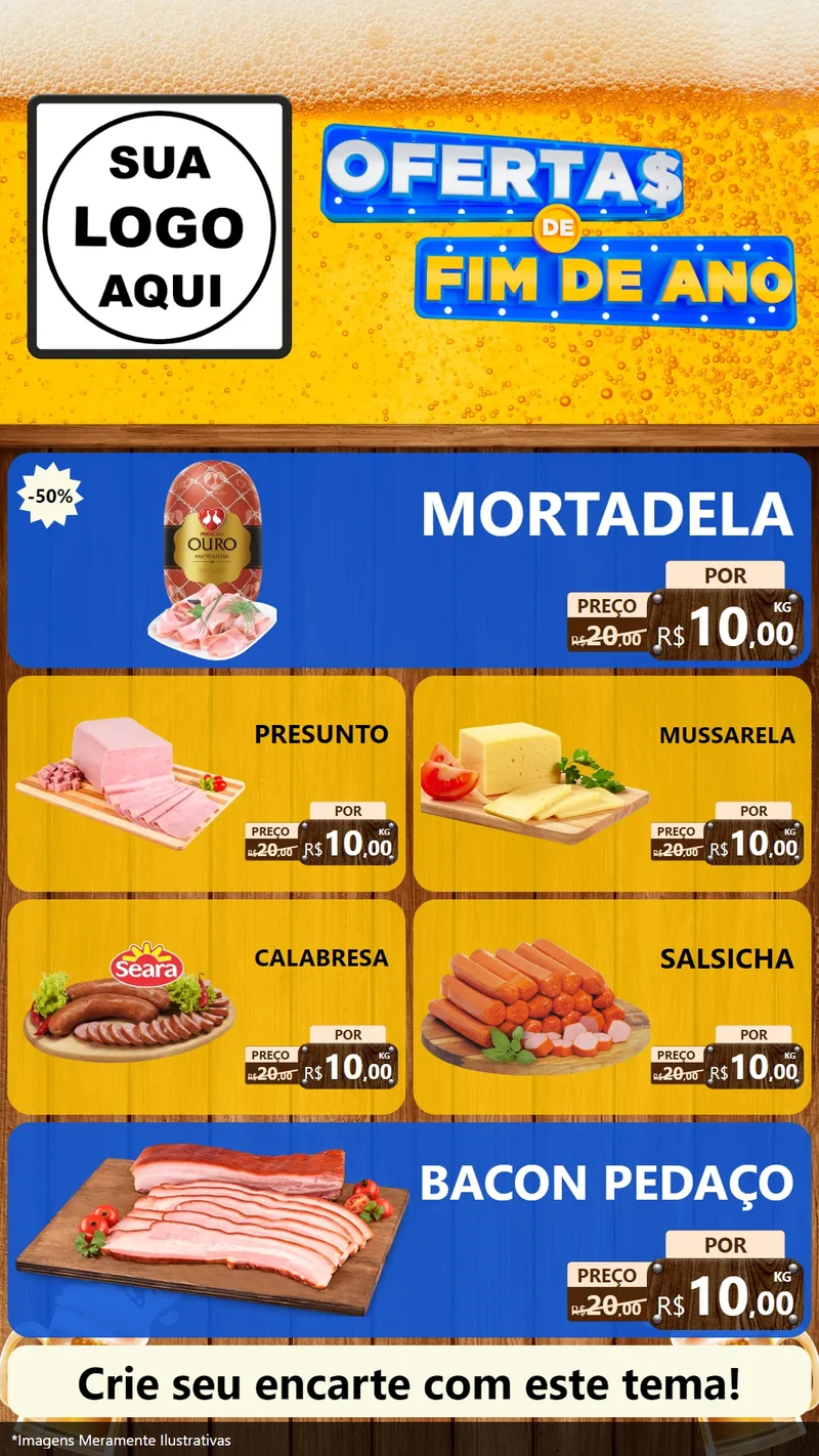 Modelo de TV para TV Vertical com o tema Ofertas de Fim de Ano para Frios e Laticínios