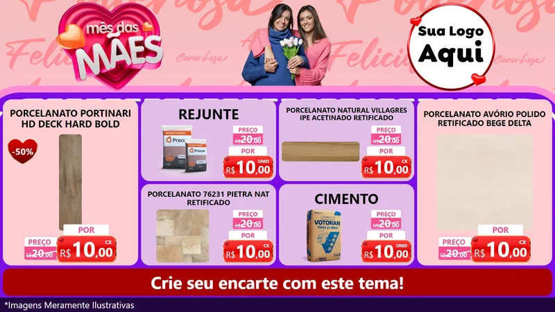 Modelo de TV para TV Horizontal com o tema Mês Das Mães para Pisos e revestimentos