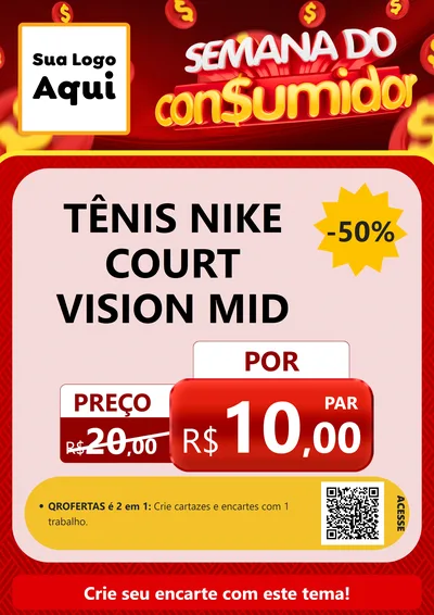 Modelo de Cartaz para Cartaz A4 Vertical com o tema Semana do Consumidor para Calçados