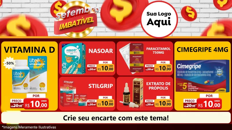 Modelo de TV para TV Horizontal com o tema Setembro Imbatível para Farmácia
