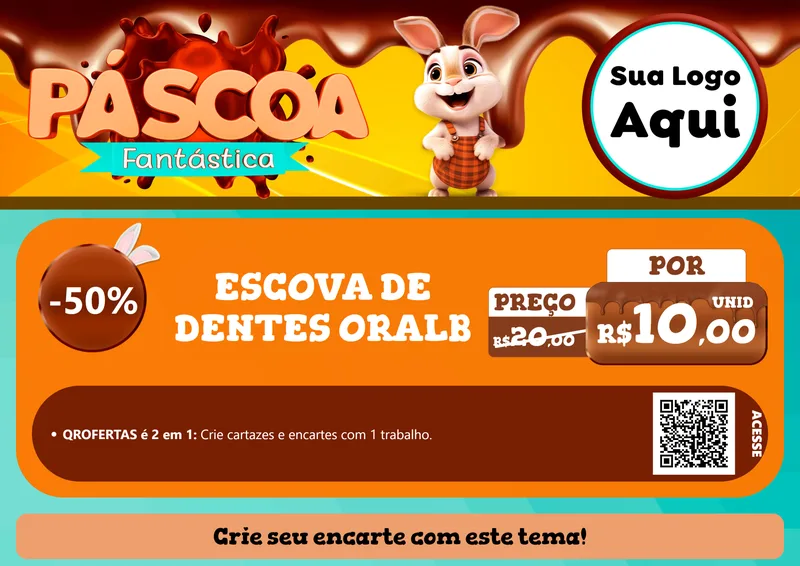 Modelo de Cartaz para Cartaz A4 Horizontal com o tema Páscoa Fantástica para Higiene Pessoal
