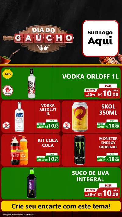 Modelo de TV para TV Vertical com o tema Dia do Gaúcho para Distribuidora de bebidas