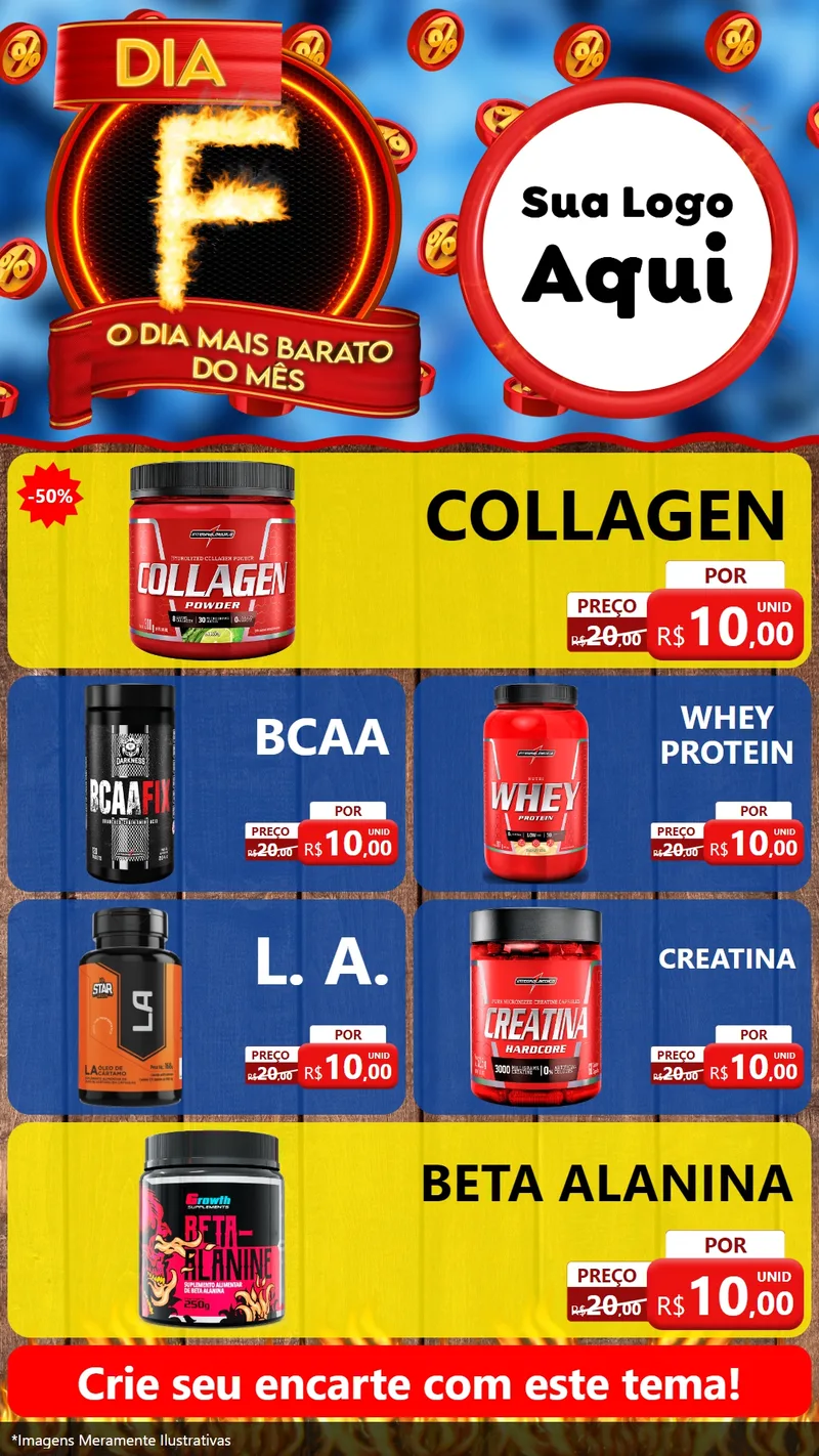 Modelo de TV para TV Vertical com o tema Dia F - O Dia Mais Barato Do Mês para Suplementos alimentares
