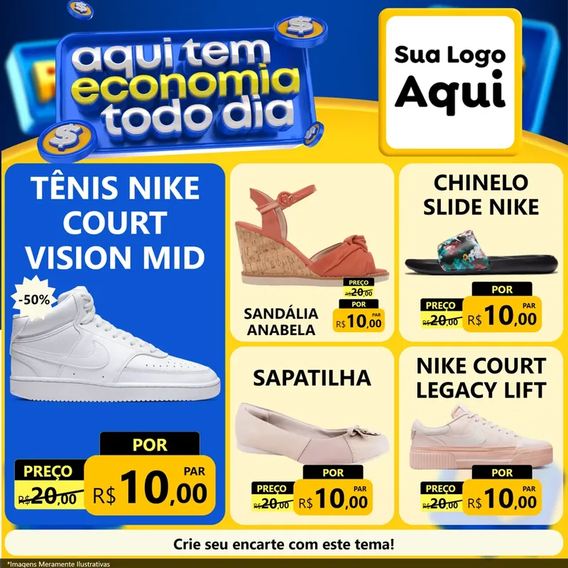 Modelo de Rede Social para Feed Facebook com o tema Aqui Tem Economia Todo Dia para Calçados