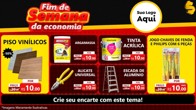 Modelo de TV para TV Horizontal com o tema Fim de Semana da Economia para Material para Construção