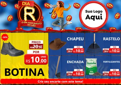 Modelo de Encarte para Encarte A4 Horizontal com o tema Dia R - O Dia Mais Barato Do Mês para Agropecuária