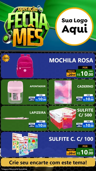 Modelo de TV para TV Vertical com o tema Operação Fecha Mês para Papelaria