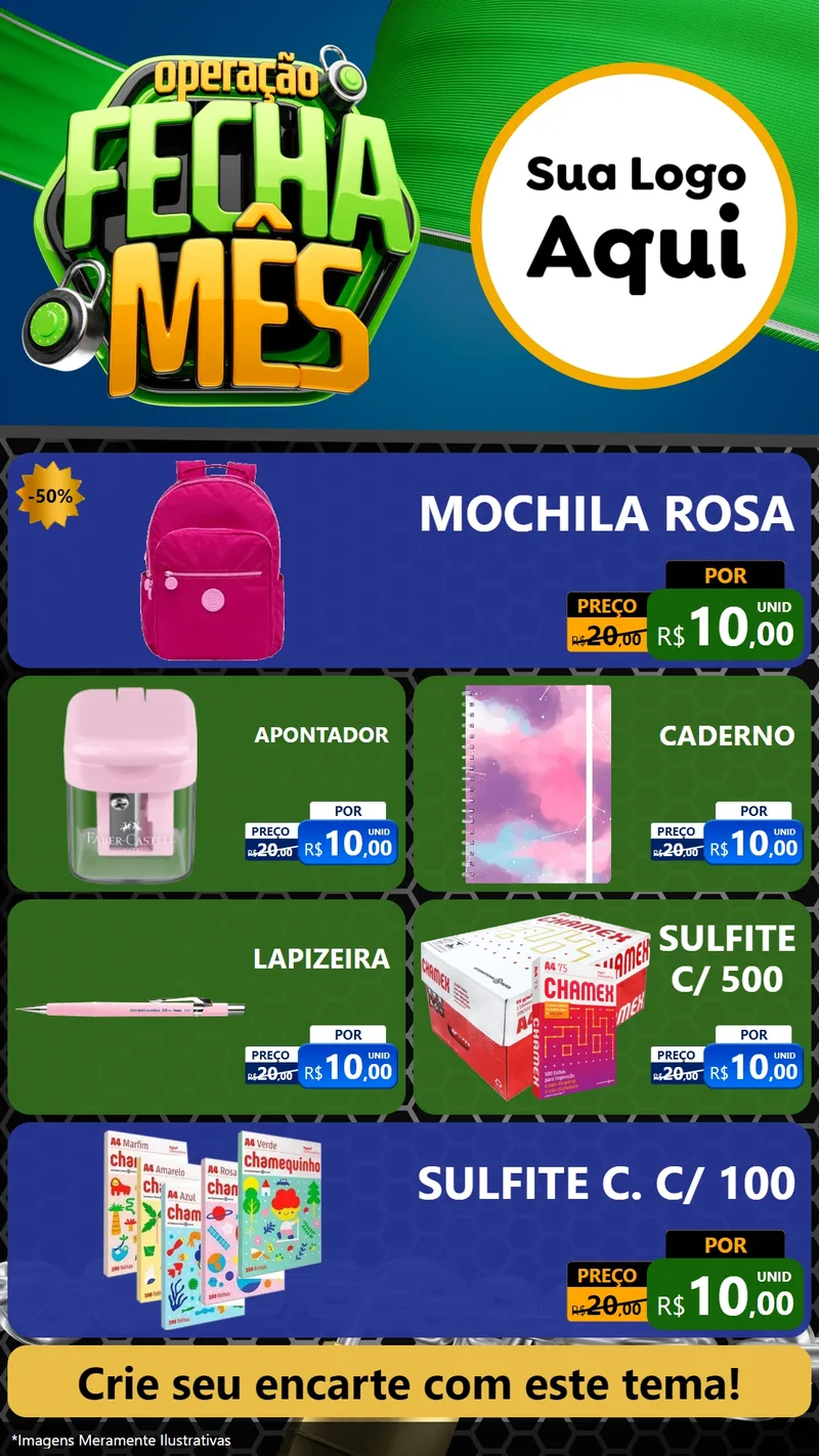 Modelo de TV para TV Vertical com o tema Operação Fecha Mês para Papelaria