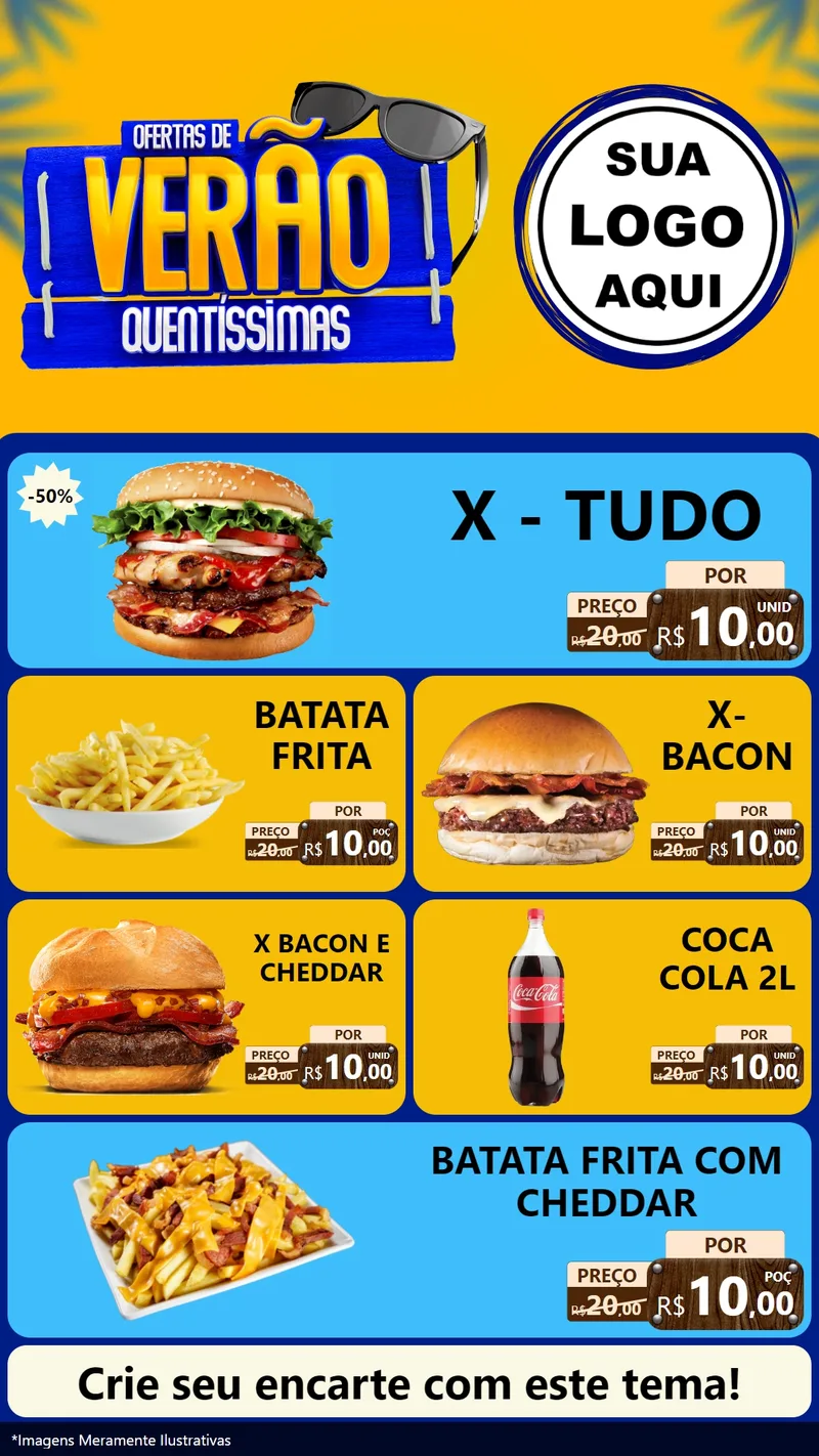 Modelo de TV para TV Vertical com o tema Ofertas de Verão Quentíssimas para Hamburgueria