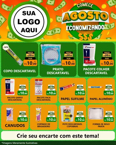 Modelo de Rede Social para Feed Instagram com o tema Comece Agosto Economizando para Embalagens