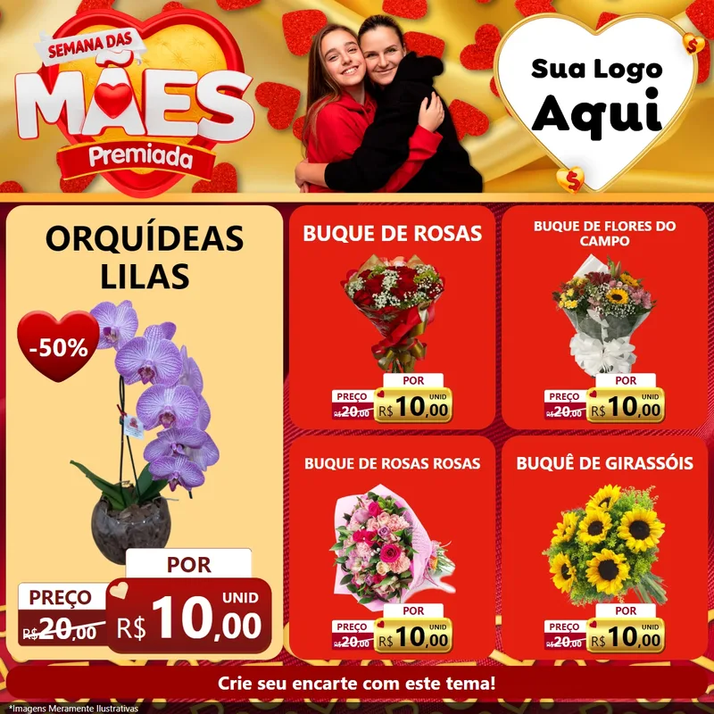 Modelo de Rede Social para Feed Facebook com o tema Semana das Mães Premiada para Floricultura e jardim