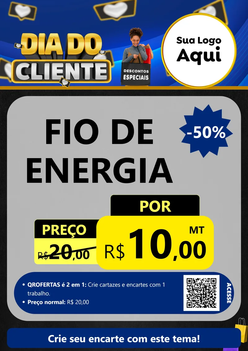 Modelo de Cartaz para Cartaz A4 Vertical com o tema Dia Do Cliente para Materiais Elétricos
