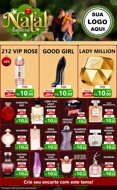 Modelo de Encarte para Encarte Grande com o tema Natal Especial para Perfumes
