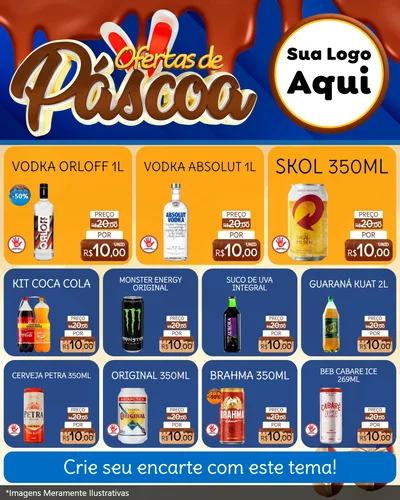 Modelo de Rede Social para Feed Instagram com o tema Ofertas de Páscoa para Distribuidora de bebidas