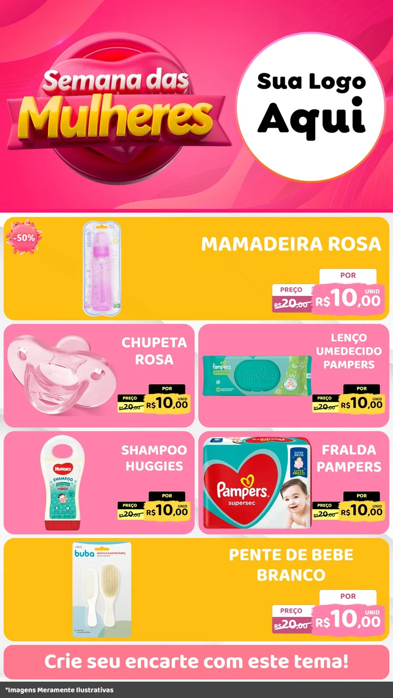 Modelo de TV para TV Vertical com o tema Semana das Mulheres para Bebês