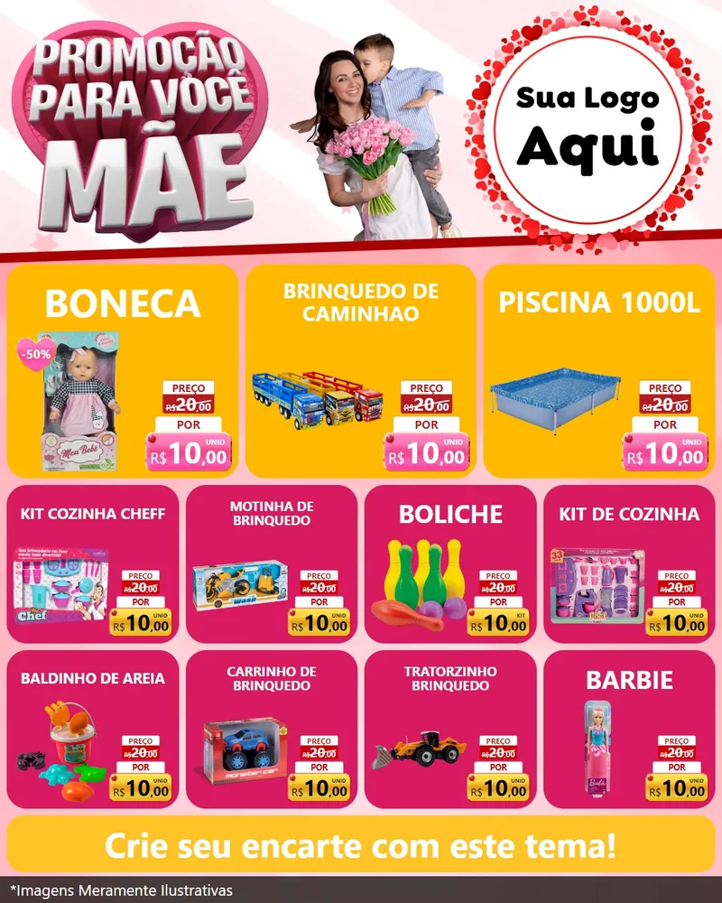 Modelo de Rede Social para Feed Instagram com o tema Promoção Para Você Mãe para Brinquedos