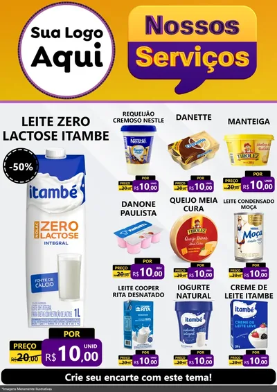 Modelo de Encarte para Encarte A4 Vertical com o tema Nossos Serviços para Frios e Laticínios