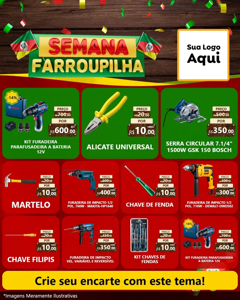 Modelo de Rede Social para Feed Instagram com o tema Semana Farroupilha para Maquinas e Ferramentas