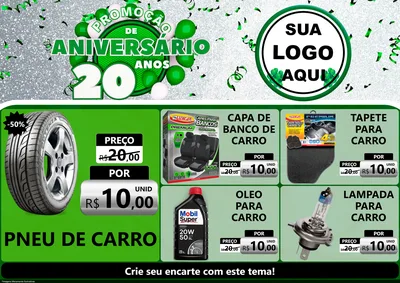 Modelo de Encarte para Encarte A4 Horizontal com o tema Promoção de Aniversário - 20 Anos para Auto peças