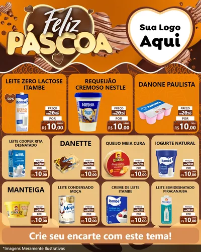 Modelo de Rede Social para Feed Instagram com o tema Feliz Páscoa para Frios e Laticínios
