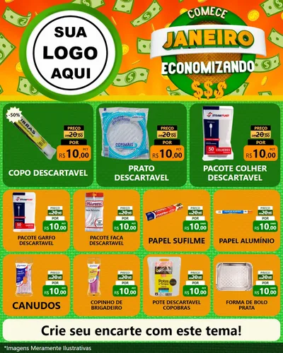 Modelo de Rede Social para Feed Instagram com o tema Comece Janeiro Economizando para Embalagens