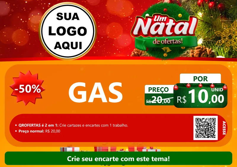 Modelo de Cartaz para Cartaz A4 Horizontal com o tema Um Natal de Ofertas para Água e gás