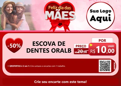Modelo de Cartaz para Cartaz A4 Horizontal com o tema Feliz Dia Das Mães para Higiene Pessoal