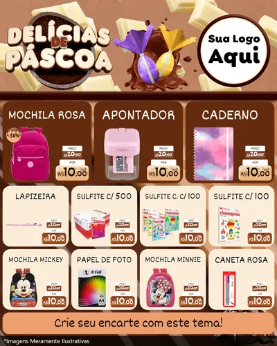 Modelo de Rede Social para Feed Instagram com o tema Delícias de Páscoa para Papelaria