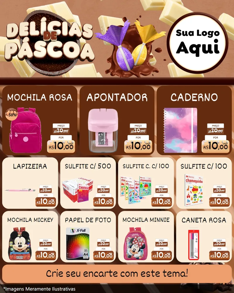 Modelo de Rede Social para Feed Instagram com o tema Delícias de Páscoa para Papelaria