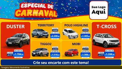 Modelo de TV para TV Horizontal com o tema Especial de Carnaval para Concessionaria de Carros