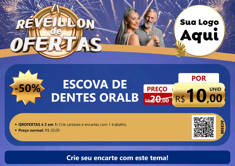 Modelo de Cartaz para Cartaz A4 Horizontal com o tema Réveillon de Ofertas para Higiene Pessoal
