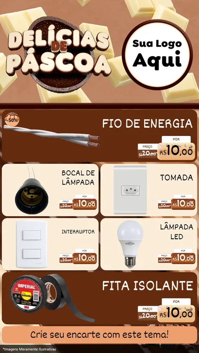 Modelo de TV para TV Vertical com o tema Delícias de Páscoa para Materiais Elétricos