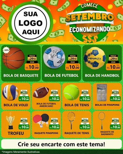 Modelo de Rede Social para Feed Instagram com o tema Comece Setembro Economizando para Artigos Esportivos
