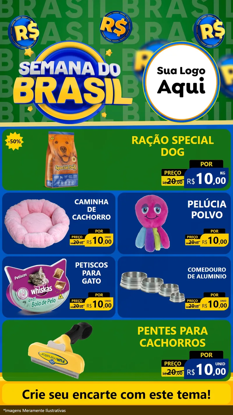 Modelo de TV para TV Vertical com o tema Semana Do Brasil para Pet Shop