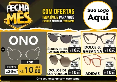 Modelo de Encarte para Encarte A4 Horizontal com o tema Fecha Mês para Óticas