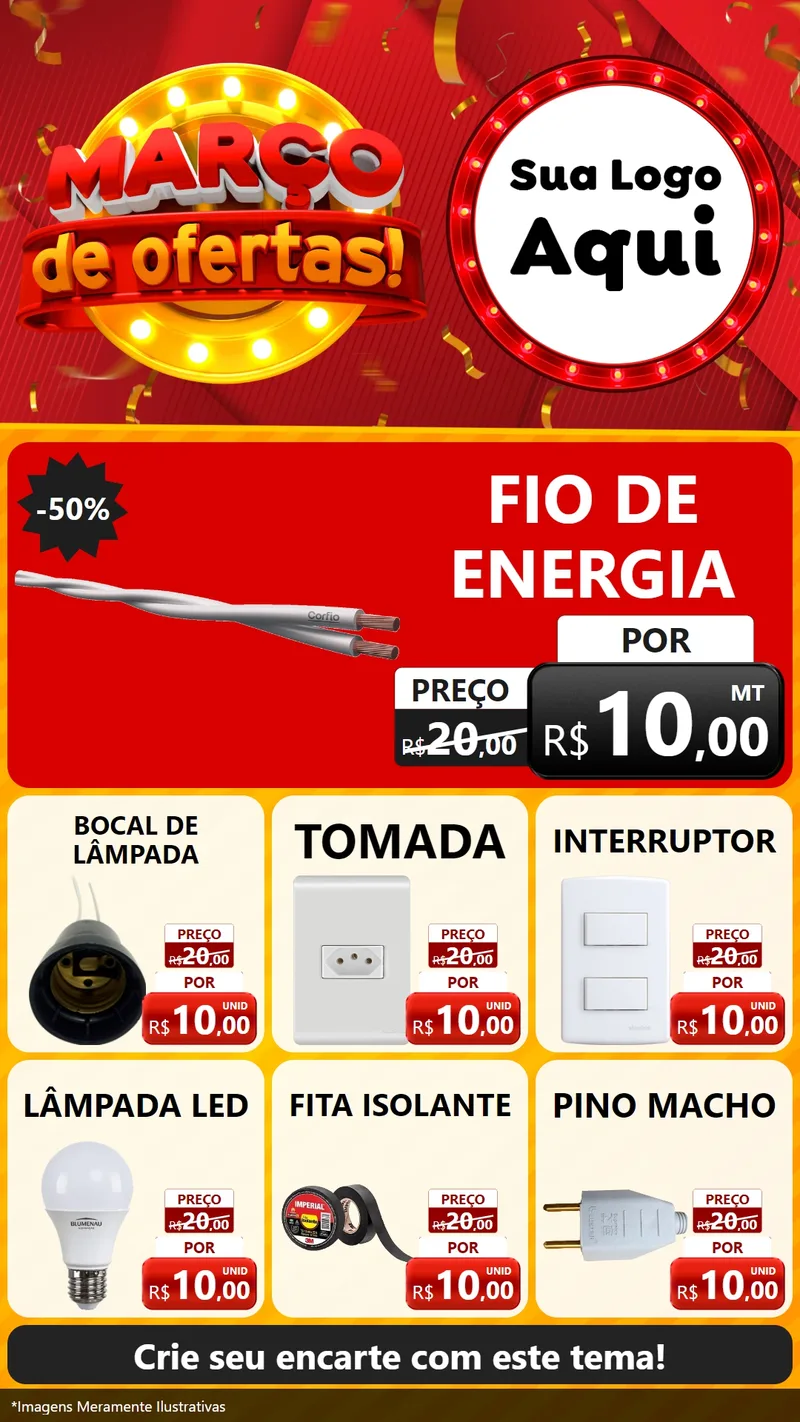 Modelo de Rede Social para Stories com o tema Março de Ofertas! para Materiais Elétricos