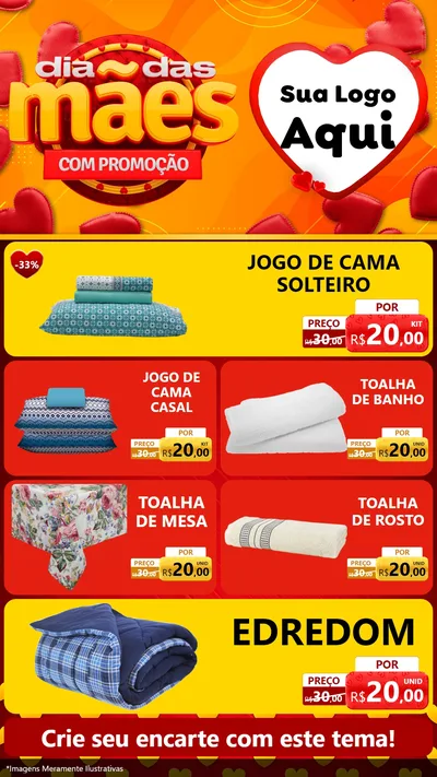 Modelo de TV para TV Vertical com o tema Dia das Mães com Promoção para Cama, Mesa e Banho