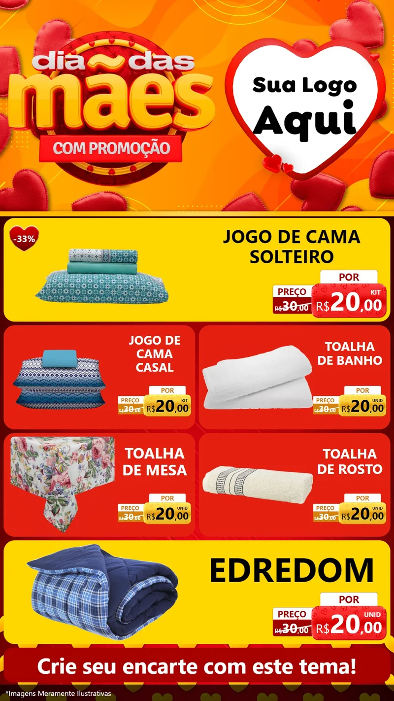 Modelo de TV para TV Vertical com o tema Dia das Mães com Promoção para Cama, Mesa e Banho