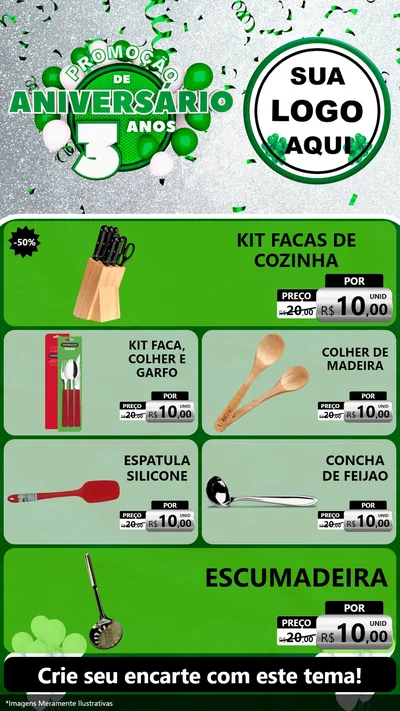 Modelo de TV para TV Vertical com o tema Promoção de Aniversário - 3 Anos para Utilidades Domésticas