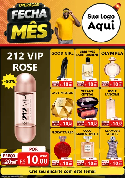 Modelo de Encarte para Encarte A4 Vertical com o tema Operação Fecha Mês para Perfumes