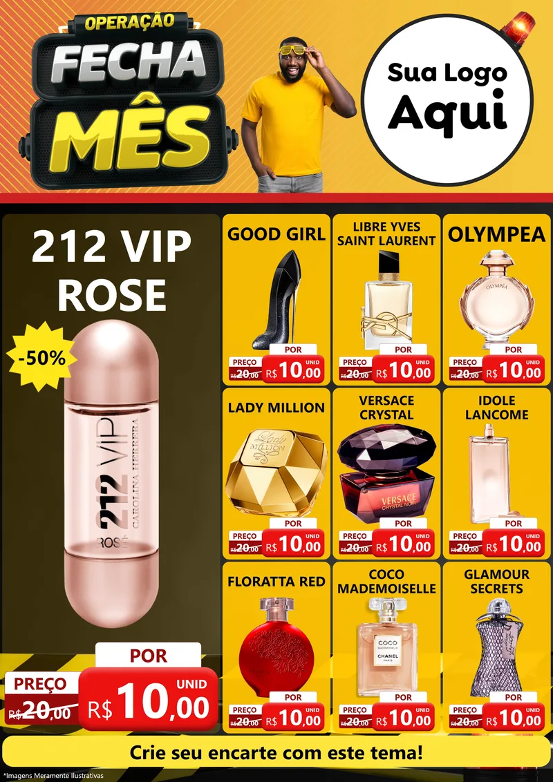 Modelo de Encarte para Encarte A4 Vertical com o tema Operação Fecha Mês para Perfumes